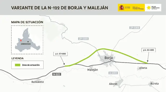 Imagen del proyecto de trazado de la variante de la N-122 de Borja y Maleján