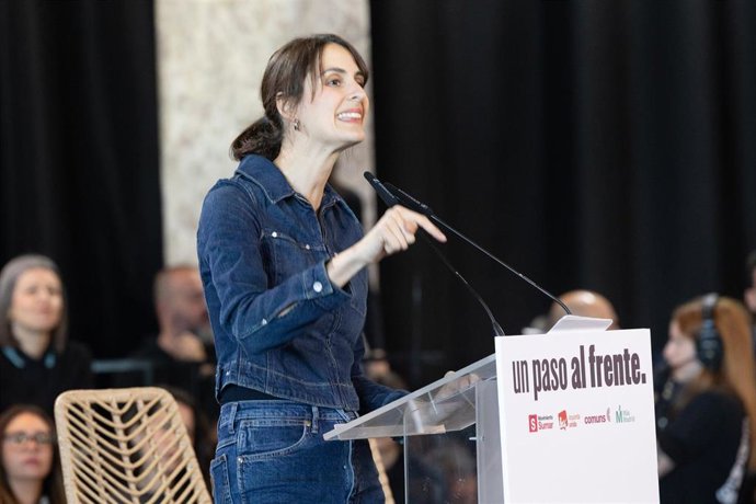La portavoz de Más Madrid en el Ayuntamiento de Madrid, Rita Maestre, durante el acto de refundación del proyecto de las izquierdas, en el Círculo de Bellas Artes de Madrid, a 21 de febrero de 2026, en Madrid (España).