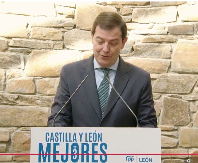 Captura de la intervención de Alfonso Fernández Mañueco en Astorga.