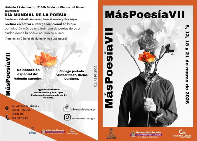 Cartel de la VII edición del Ciclo Más Poesía VII de Albacete.