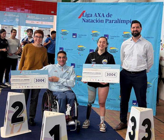 Miguel Luque y Beatriz Lérida tras ganar la segunda cita de la Liga AXA de Natación Paralímpica 2026 disputada en Palma de Mallorca