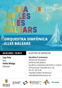 La Orquesta Sinfónica y Cap Pela ofrecerán un concierto gratuito en Manacor con motivo del Día de Baleares