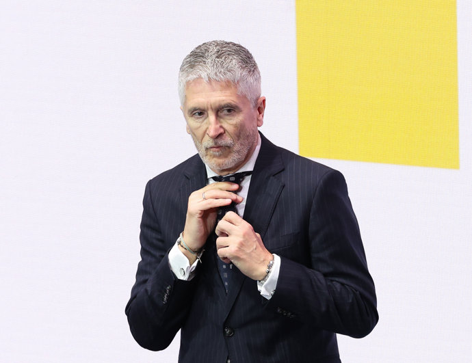 El ministro del interior, Fernando Grande-Marlaska, durante la entrega de la IX edición del ‘Premio Nacional Pyme del Año’, a 19 de febrero de 2026, en Madrid (España).