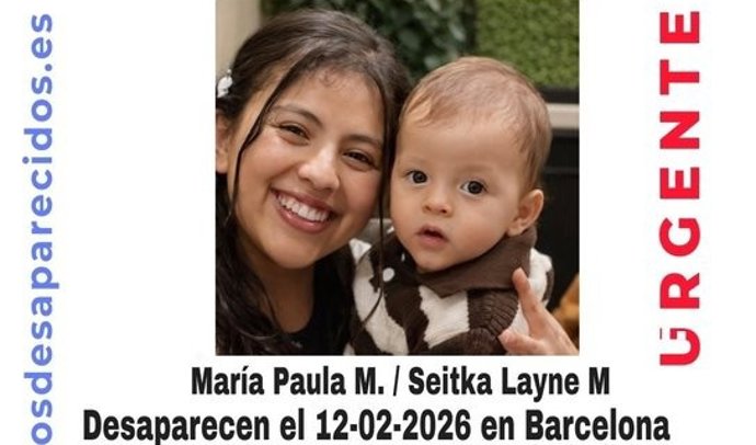 María Paula M., de 23 años, y su bebé Seitka Layne M., de 23 meses, desaparecidos en Barcelona