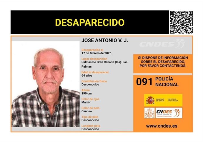 José Antonio V.J., de 64 años, desaparecido en Las Palmas de Gran Canaria desde el 17 de febrero