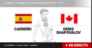 Pablo Carreno Busta - Denis Shapovalov: resumen y estadísticas del partido de Dieciseisavos de final de Dubai Tennis Championships