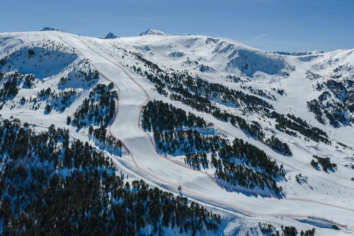 Imagen de la pista Àliga de Grandvalira de cara a la Audi FIS Ski World Cup Andorra 2026