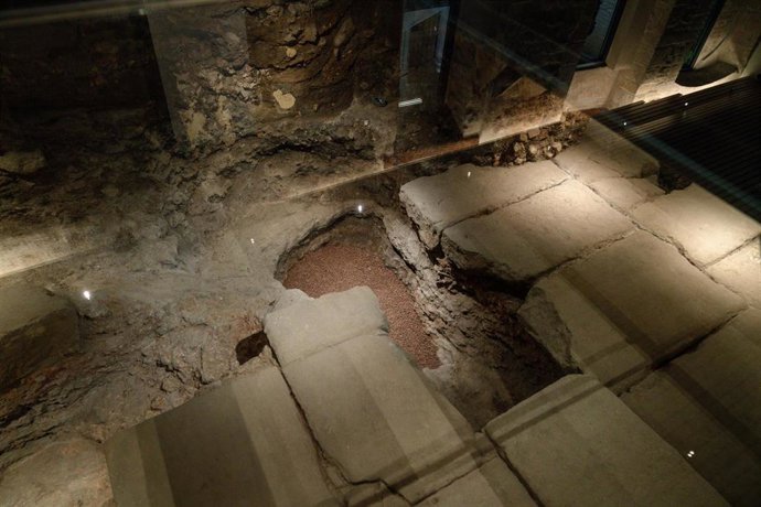 Tramo del foro preservado en el Gran Hotel Barcino de Ciutat Vella