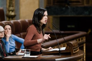La secretaria general de Podemos, Ione Belarra, durante una sesión plenaria en el Congreso de los Diputados, a 24 de febrero de 2026, en Madrid (España). 