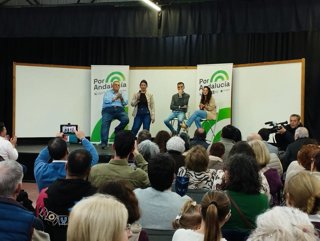 El candidato a la Presidencia de la Junta de Andalucía por la coalición Por Andalucía, Antonio Maíllo, en un acto público en Huelva.