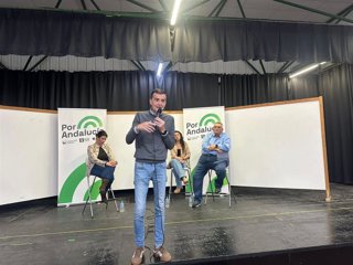 El candidato a la Presidencia de la Junta de Andalucía por la coalición Por Andalucía, Antonio Maíllo, en un acto en Huelva capital.