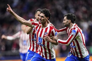 Johnny Cardoso of Atletico de Madrid celebrates a goal during the UEFA Champions League 2025/26 KO play-offs Second Leg match between Atletico de Madrid and Club Brugge KV at Riyadh Air Metropolitano on February 24, 2026, in Madrid, Spain.