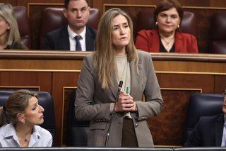 La vicepresidenta Tercera y ministra para la Transición Ecológica y el Reto Demográfico, Sara Aagesen, interviene durante una sesión de control al Gobierno, en el Congreso de los Diputados, a 25 de febrero de 202, en Madrid (España). 