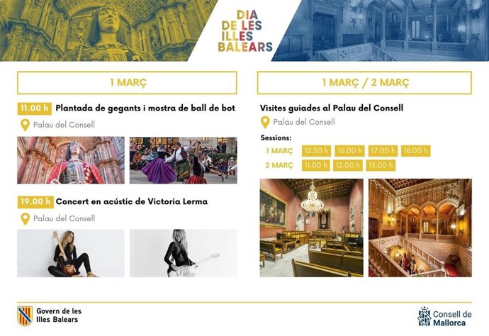 Cartel de actos organizados por el Consell de Mallorca con motivo del Día de Baleares