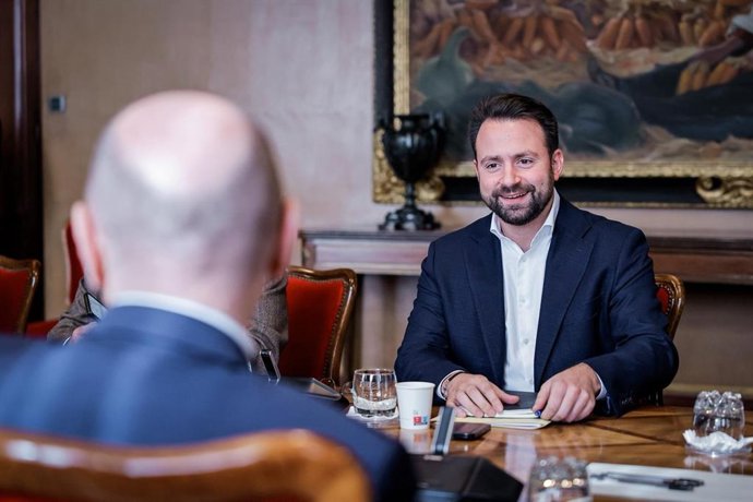 El presidente del PP de Asturias y portavoz parlamentario, Álvaro Queipo, durante la Junta de Portavoces.