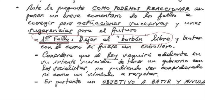 Un documento tras el 23F dice que el fallo fue "dejar al Borbón libre" y le señalan como un "objetivo a batir y anular"