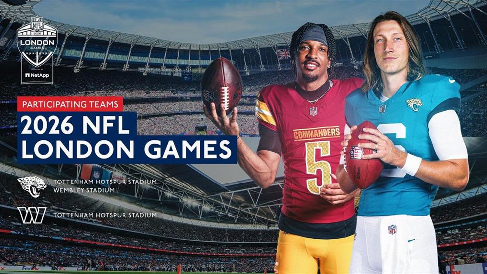 Jacksonville Jaguars y Washington Commanders participarán en los partidos de la NFL en Londres en 2026.