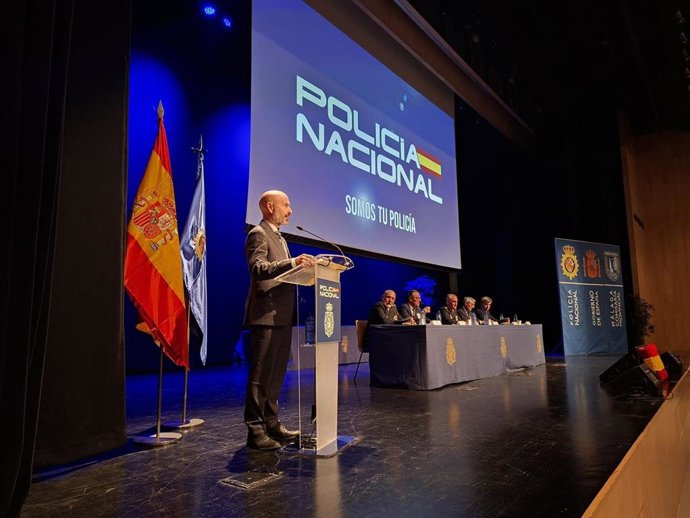 El subdelegado del Gobierno en Málaga, Javier Salas, en el acto por el 202 Aniversario de la creación de la Policía Nacional.