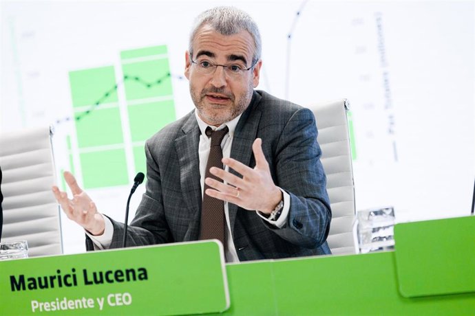 El  presidente y consejero delegado de Aena, Maurici Lucena, durante la presentación a los medios de comunicación de la propuesta del DORA III, correspondiente al período 2027-2031, en la sede de Aena, a 18 de febrero de 2026, en Madrid (España). 