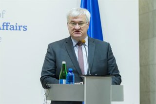 February 25, 2026, Kyiv, Ukraine: Minister of Foreign Affairs of Ukraine Andrii Sybiha participates in a joint news conference with Minister of Foreign Affairs of the Republic of Ghana Samuel Okudzeto Ablakwa following their meeting, Kyiv, Ukraine, Februa