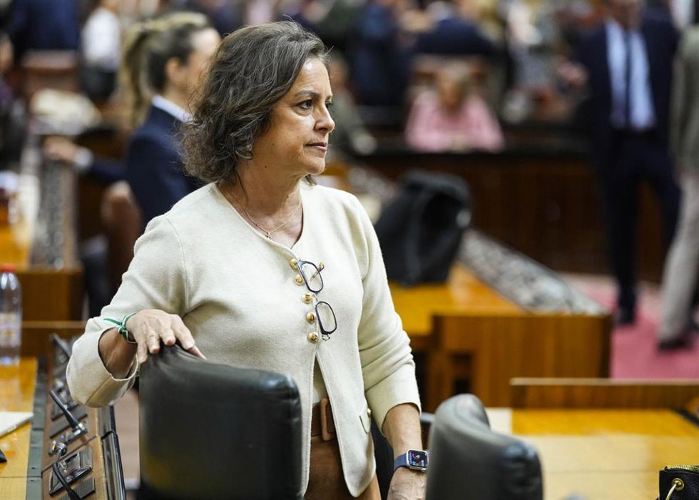 La consejera de Sostenibilidad y Medio Ambiente, Catalina García, en el Pleno del Parlamento andaluz.