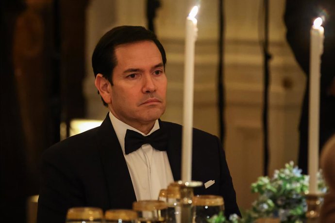21 de fevereiro de 2026, Washington, Distrito de Columbia, EUA: O Secretário de Estado dos Estados Unidos, Marco Rubio, participa do Jantar dos Governadores na Sala Leste da Casa Branca em 21 de fevereiro de 2025, em Washington, D.C.