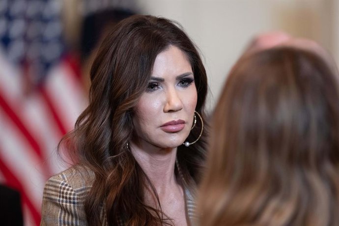 February 23, 2026, Washington, District Of Columbia, USA: United States Secretary of Homeland Security (DHS) Kristi Noem meets with Angel Families during an Angel Families Remembrance Ceremony in the East Room of the White House in Washington, DC, USA, on