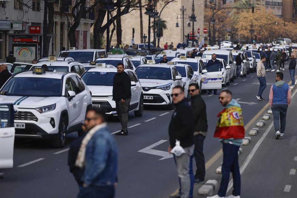 Protesta de taxis en Valncia