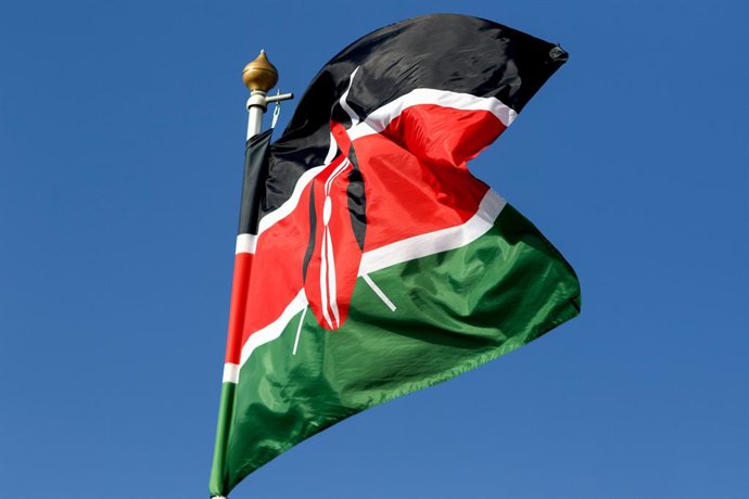 Archivo - June 9, 2024, Saint Petersburg, Russia: The flag of the Republic of Kenya seen in the gallery of flags of the participating countries in the framework of St. Petersburg International Economic Forum 2024