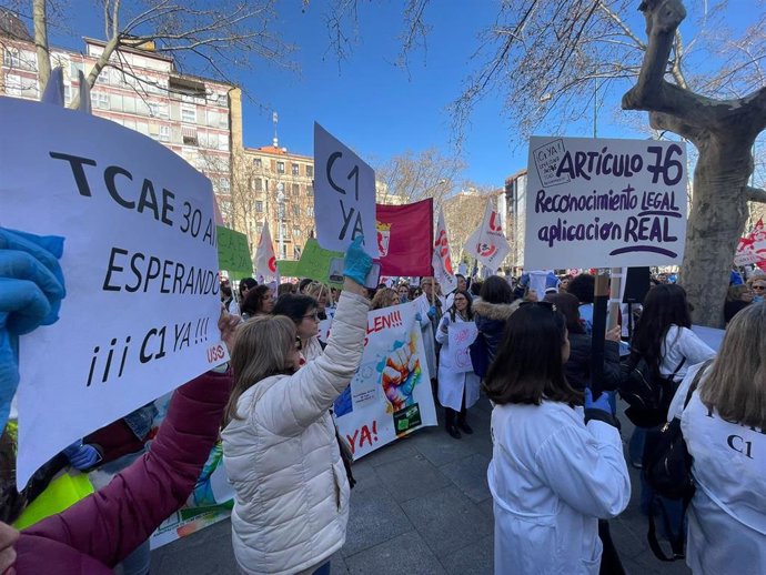 Imagen de la concentración de TCAE en Castilla y León.
