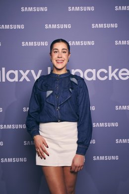 La jugadora de bádminton Carolina Marín, campeona olímpica en Rio 2016, asistió a la presentación de nueva serie Galaxy S26 en Madrid.