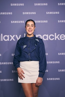 La jugadora de bádminton Carolina Marín, campeona olímpica en Rio 2016, asistió a la presentación de nueva serie Galaxy S26 en Madrid.