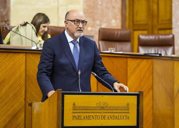 El diputado de Vox Ricardo López Olea interviene en el Pleno del Parlamento andaluz.