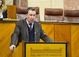 El diputado del PP Manuel Andrés González, este jueves en el Pleno del Parlamento en la defensa de la PNL sobre regeneración de playas.