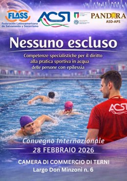 Cartel del Congreso Internacional sobre el Derecho a la Práctica Deportiva en el Agua de las Personas con Epilepsia.