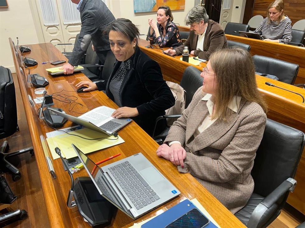 La diputada del Grupo Parlamentario Popular Sandra Camino durante la comisión parlamentaria de esta tarde.