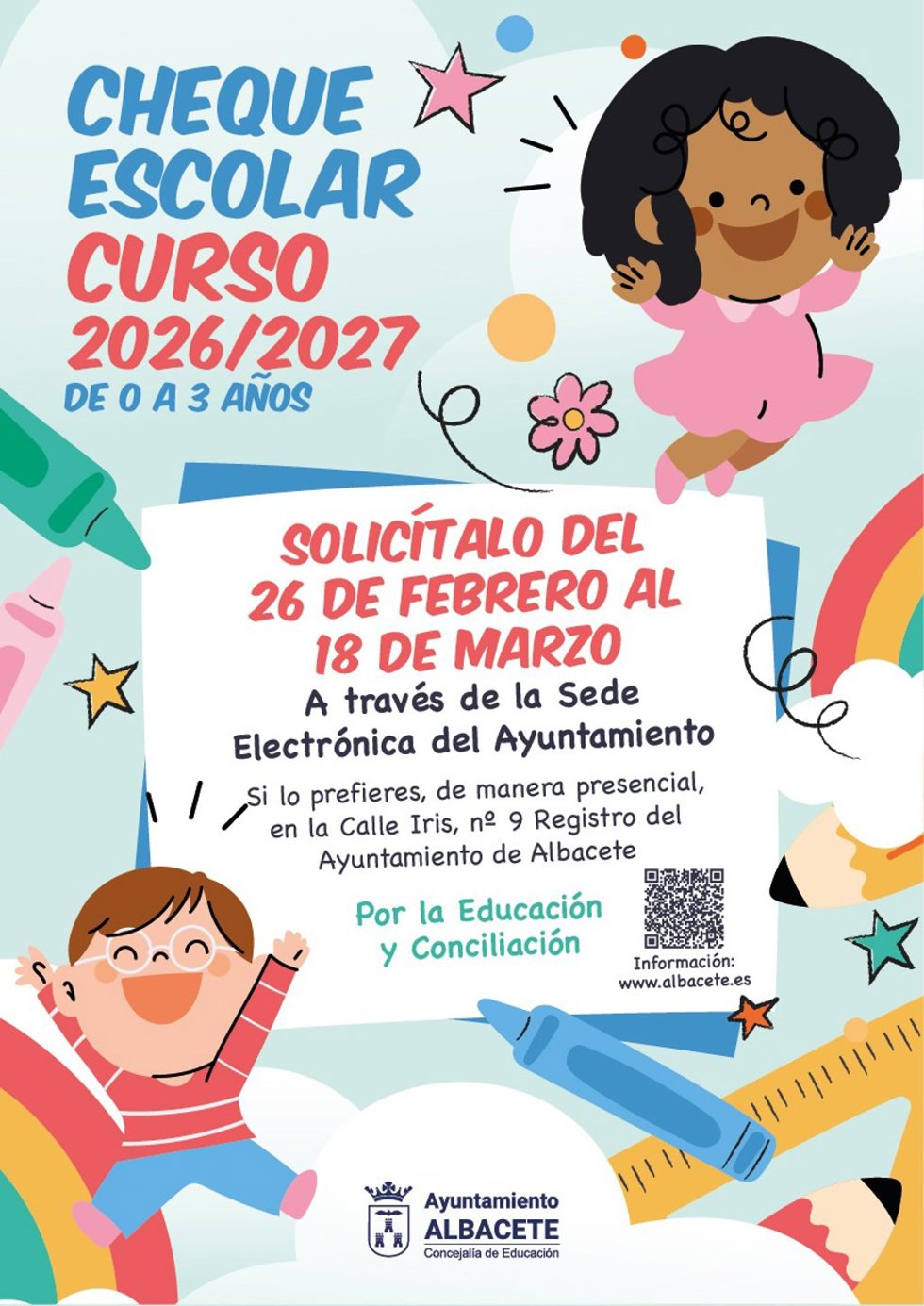 Albacete abre el plazo de solicitud de la ayuda del 'Cheque Escolar' para el curso 2026/2027.