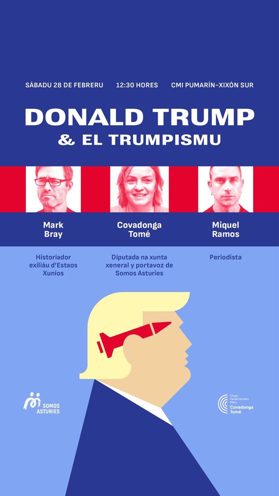 Covadonga Tomé (G. Mixto) participa en un acto sobre 'Trump y el trumpismo' con Mark Bray y Miquel Ramos