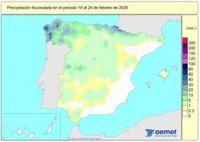 España registra 463 l/m2 de lluvias acumuladas desde el 1 de octubre, un 38% más de lo habitual