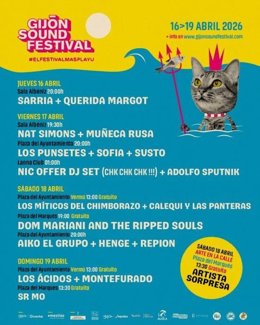 Cartel de la programación del Gijón Sound Festival 2026.