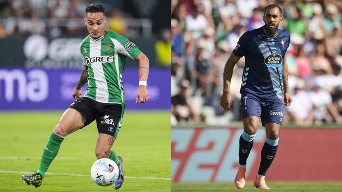 Archivo - El jugador del Real Betis Antony y del RC Celta Borja Iglesias.