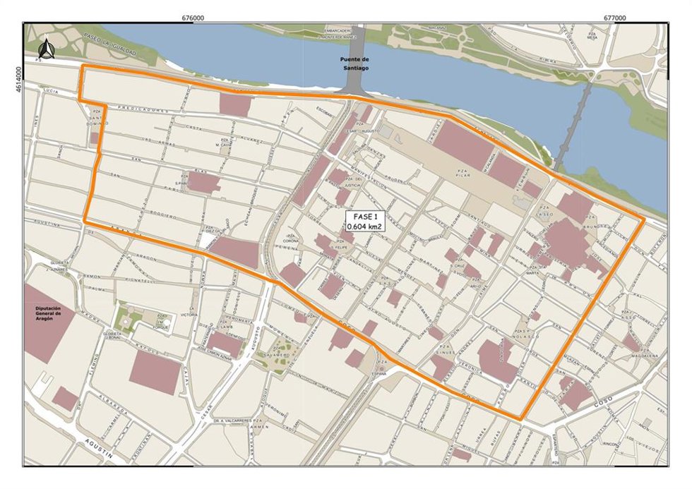 Archivo - Plano de la Zona de Bajas Emisiones (ZBE) de Zaragoza