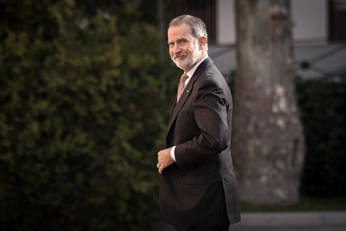 El Rey Felipe VI durante la presentación del libro ‘El Rey’ de Manuel García-Pelayo, en el Senado, a 25 de febrero de 2026, en Madrid (España). La presentación del libro ‘El Rey’, de Manuel García-Pelayo, coincide con la conmemoración del XXXV aniversario