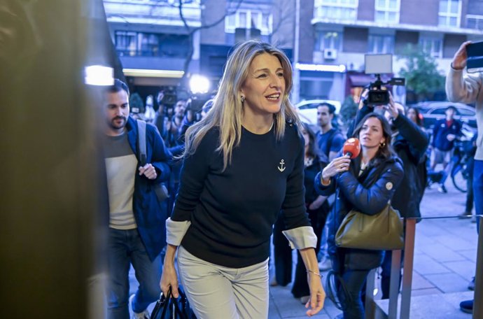 La vicepresidenta segunda y ministra de Trabajo y Economía Social, Yolanda Díaz, a su llegada al acto de entrega de los Premios Fundación Secretariado Gitano 2025, en el Espacio Bertelsmann, a 24 de febrero de 2026, en Madrid (España). La Fundación Secret