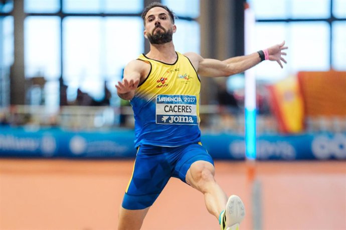 Eusebio Cáceres, durante el Campeonato de España de atletismo en pista corta de 2026.