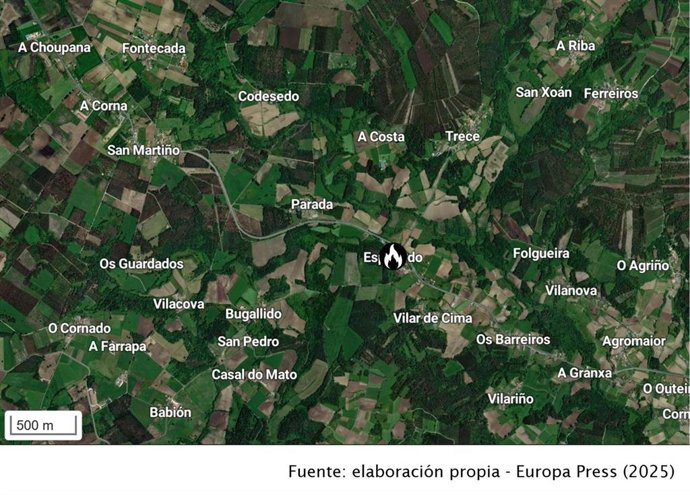 Mapa do lugar do incendio