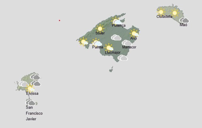 Mapa del tiempo para este domingo 1 de marzo en Baleares.