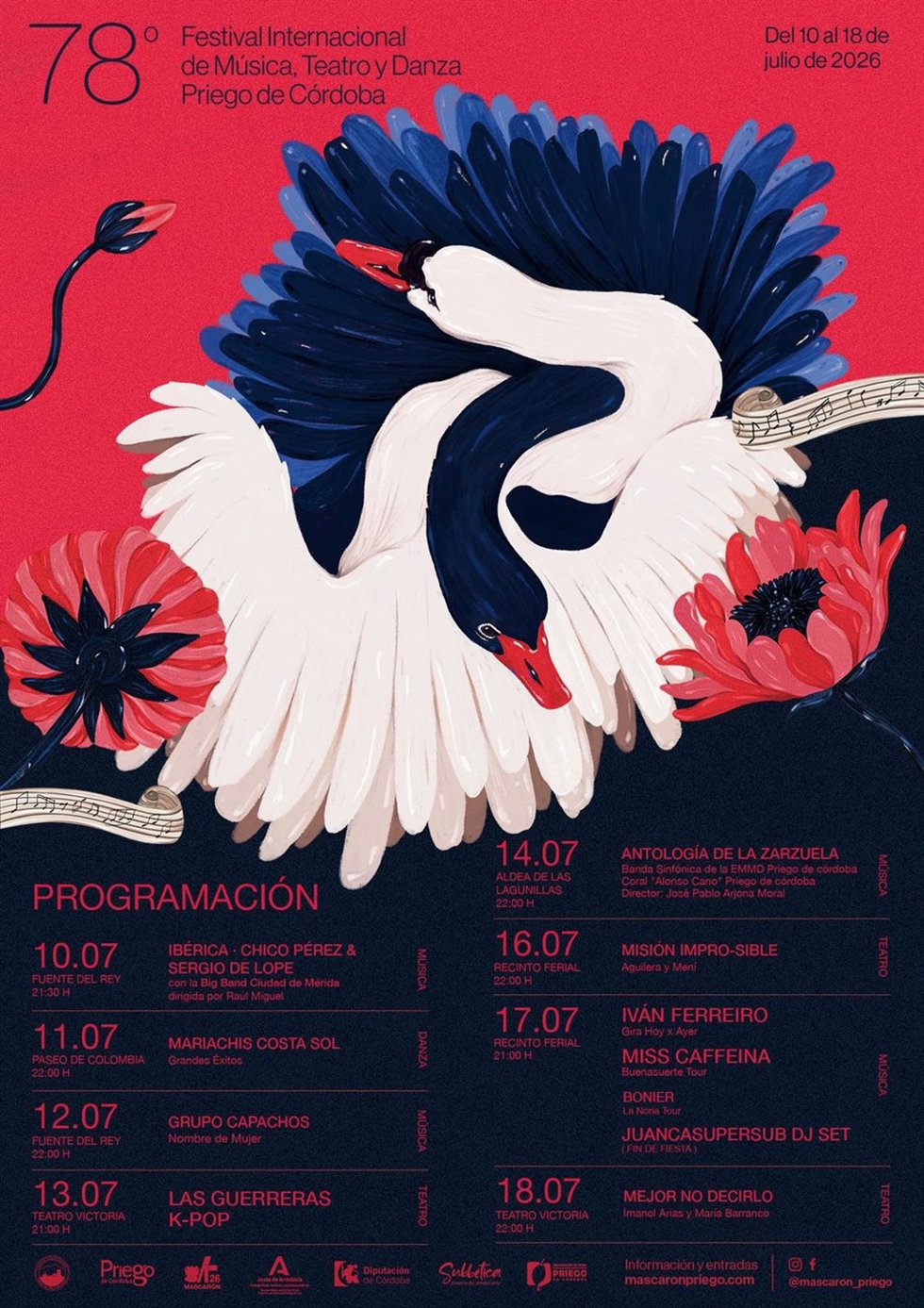 Cartel del 78 Festival Internacional de Música, Teatro y Danza de Priego de Córdoba.