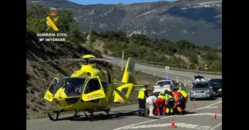 Cuatro ciclistas heridos de gravedad al sufrir una caída en la carretera A-1210 cerca de Torres de Barbués (Huesca)