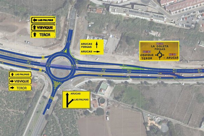 Las obras de la circunvalación de Arucas (Gran Canaria) obligan a de desvíos provisionales de tráfico desde este lunes